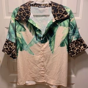 A tiki inspired button down from SHEIN! Size M